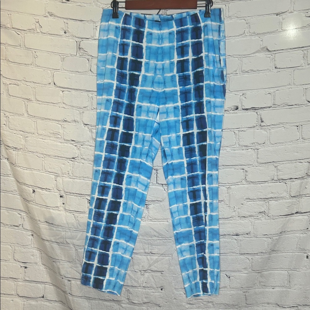 Lafayette 148 Blue & White Ankle Length Stanton Pants Size 8 Brand New W/Tags